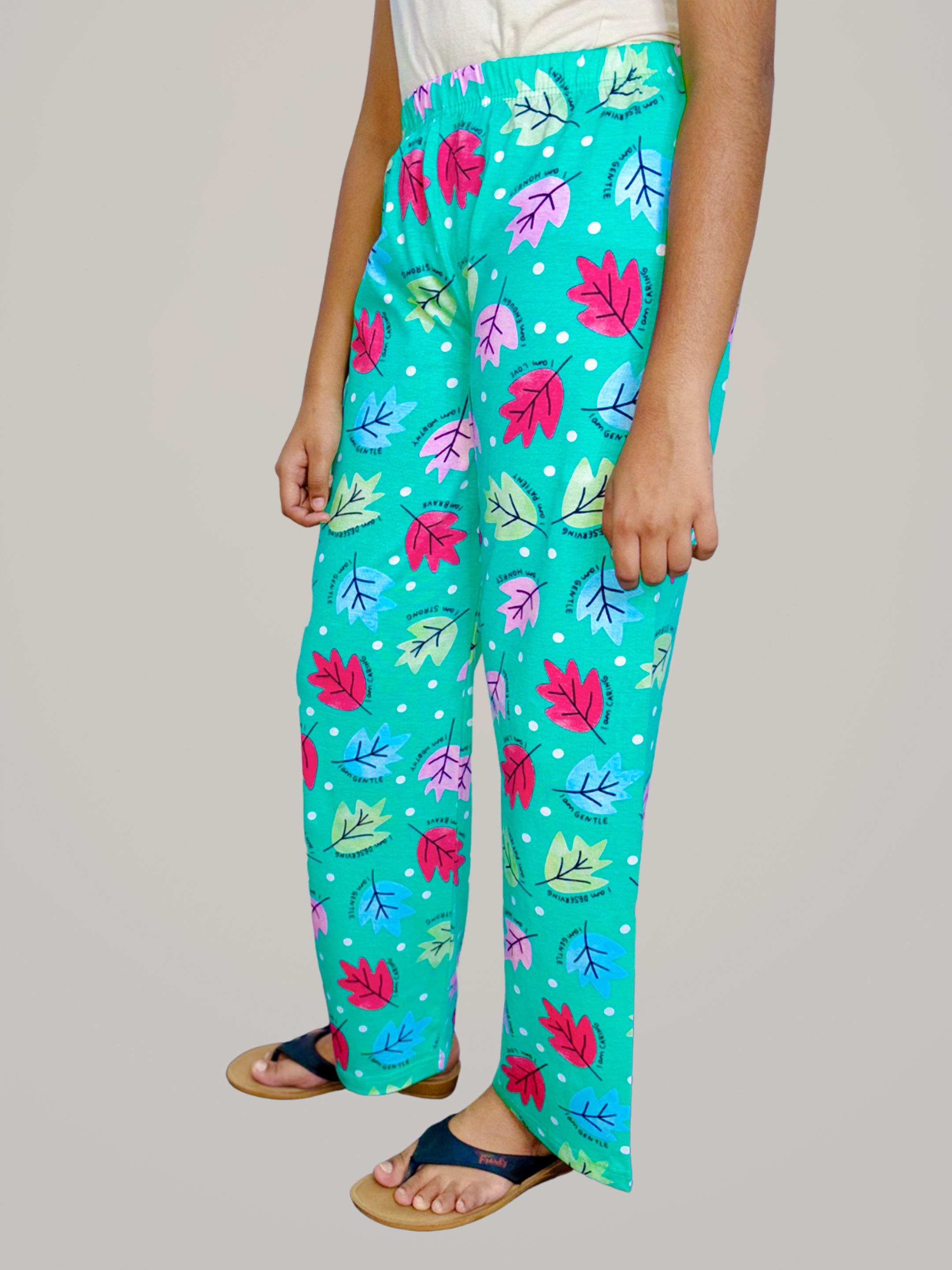 Jilz Girls Cotton Pyjama Set - Blue, Green