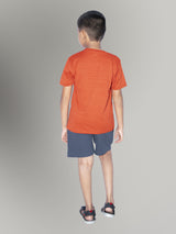 Jilz Boys Dry Fit T-Shirt and Shorts Combo - Orange, Grey