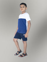 Jilz Boys Dry Fit T-Shirt and Shorts Combo - White, Navy