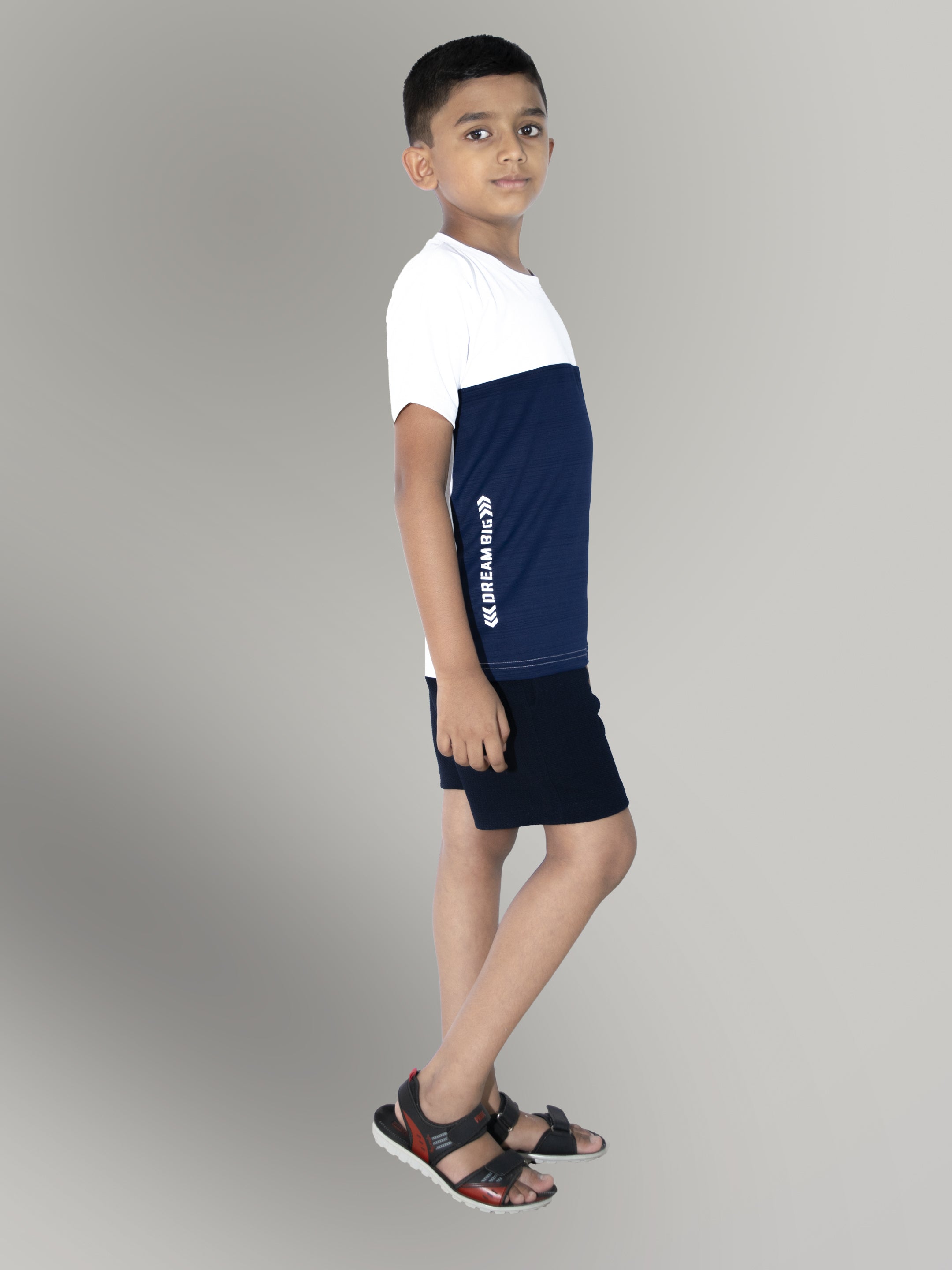 Jilz Boys Dry Fit T-Shirt and Shorts Combo - White, Navy