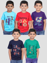 Boys Half Sleeve Cotton T-Shirt (Pack of 5)