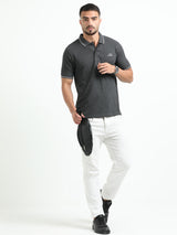 Jilz Men's Cotton Polo T-Shirt - Charcoal Melange