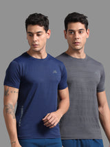 Jilz Men's Dry Fit T-Shirt (Pack of 2) - Navy, Grey