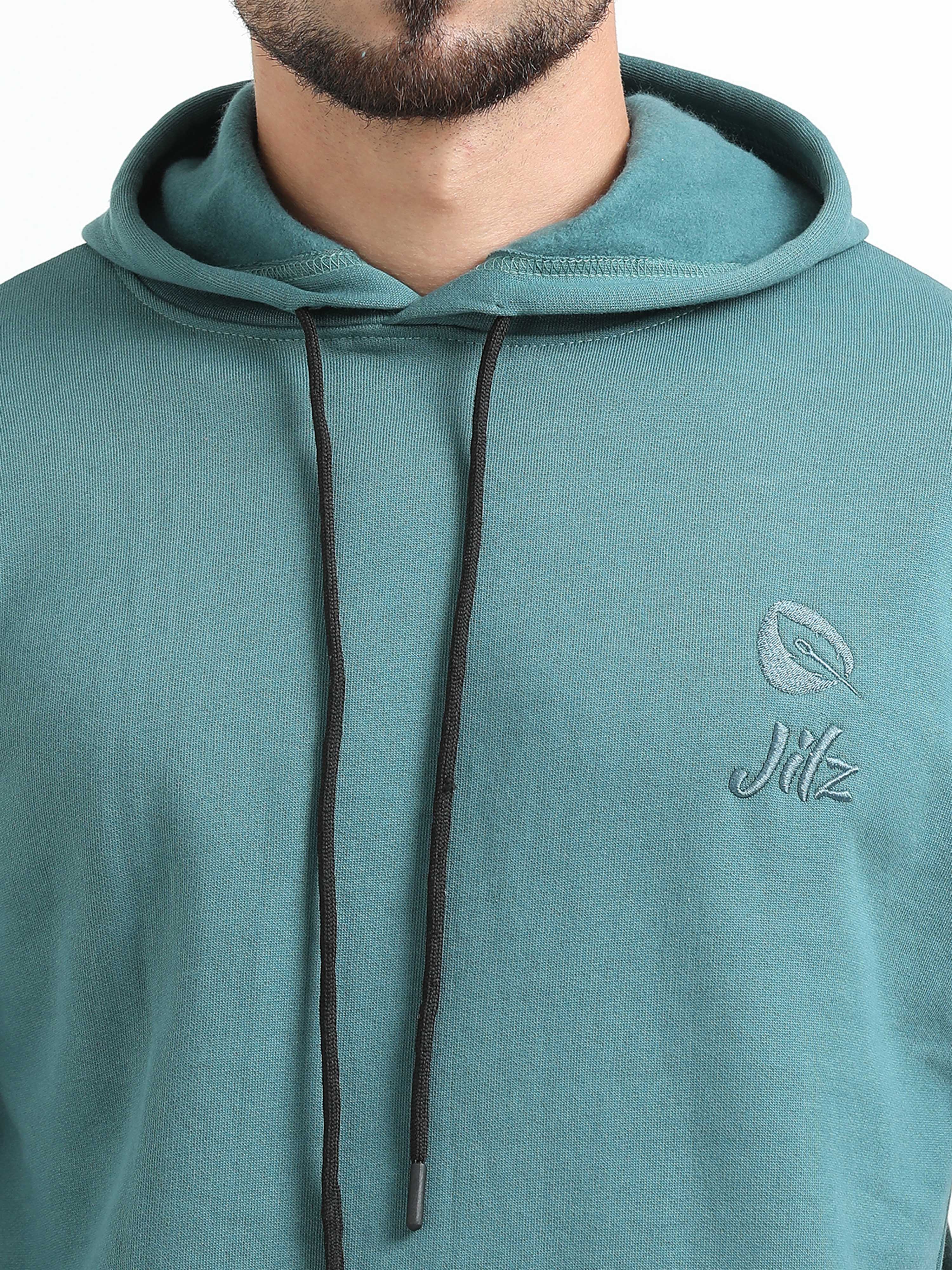 Jilz Men's Cotton Hooded Sweatshirt - Green