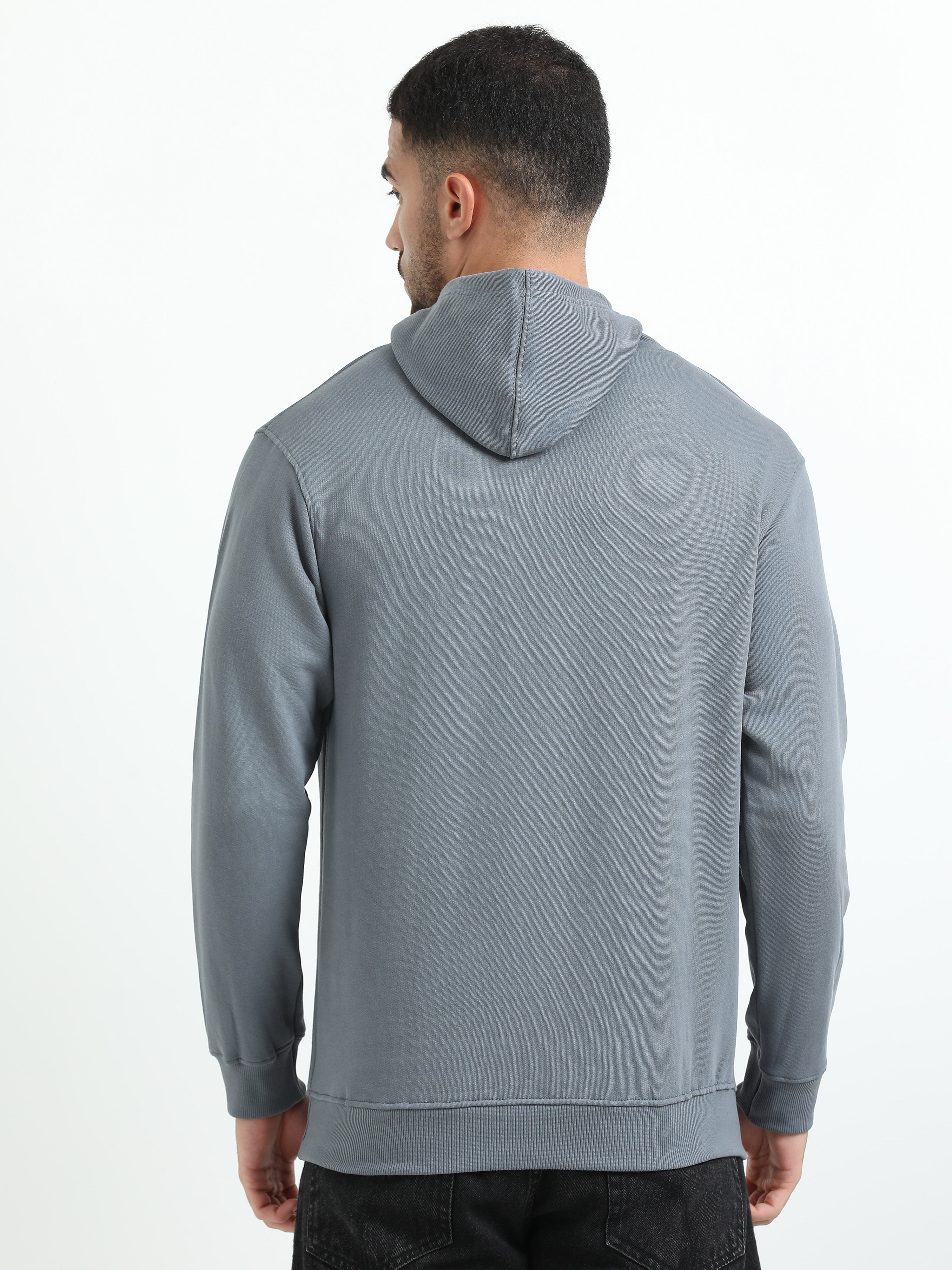 Jilz Men's Cotton Hooded Sweatshirt - Grey