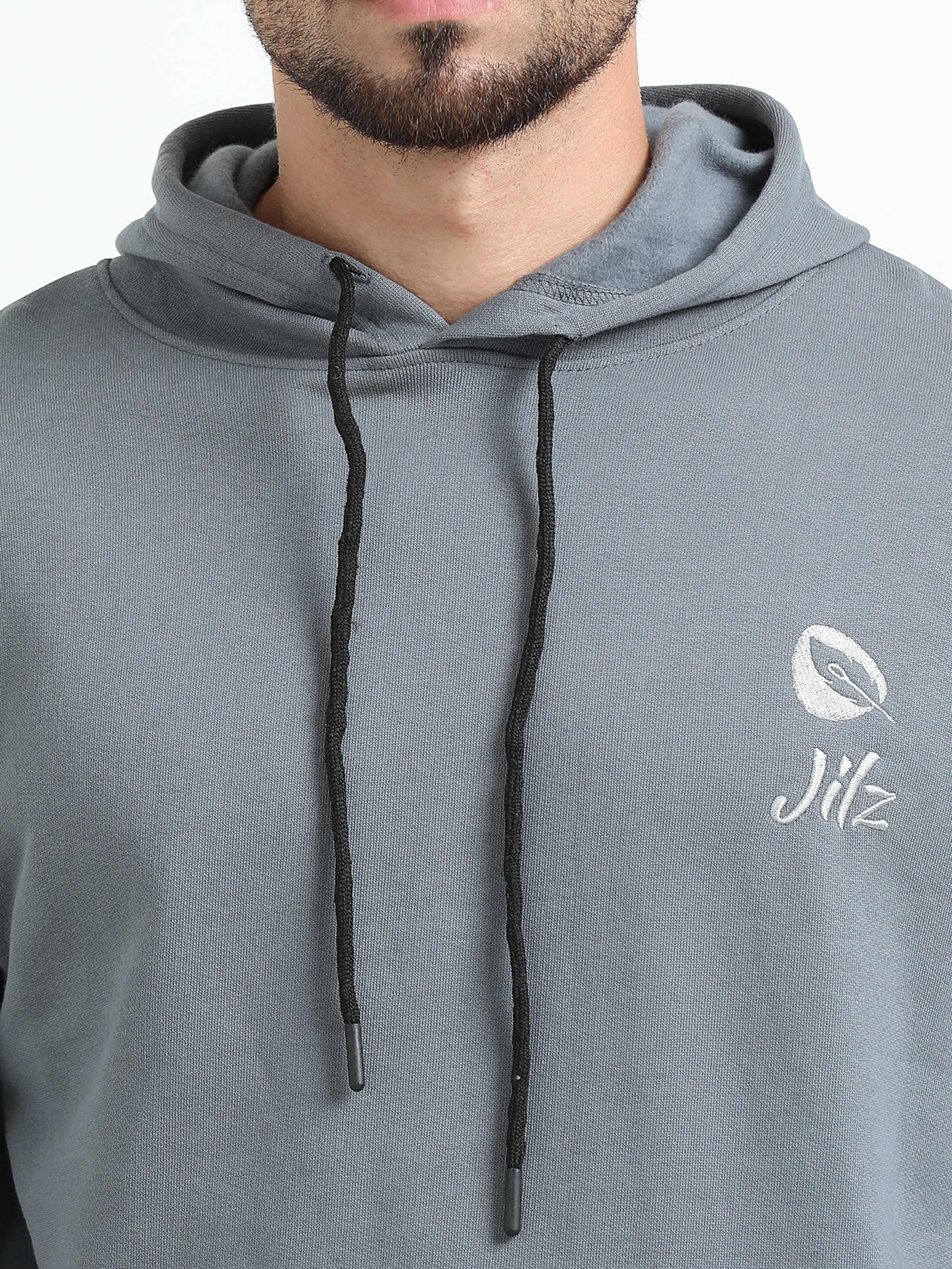 Jilz Men's Cotton Hooded Sweatshirt - Grey