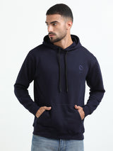 Jilz Men's Cotton Hooded Sweatshirt - Navy