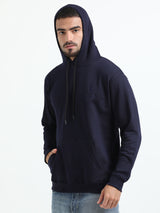 Jilz Men's Cotton Hooded Sweatshirt - Navy