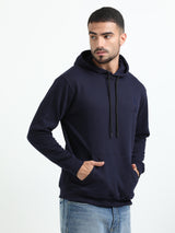 Jilz Men's Cotton Hooded Sweatshirt - Navy