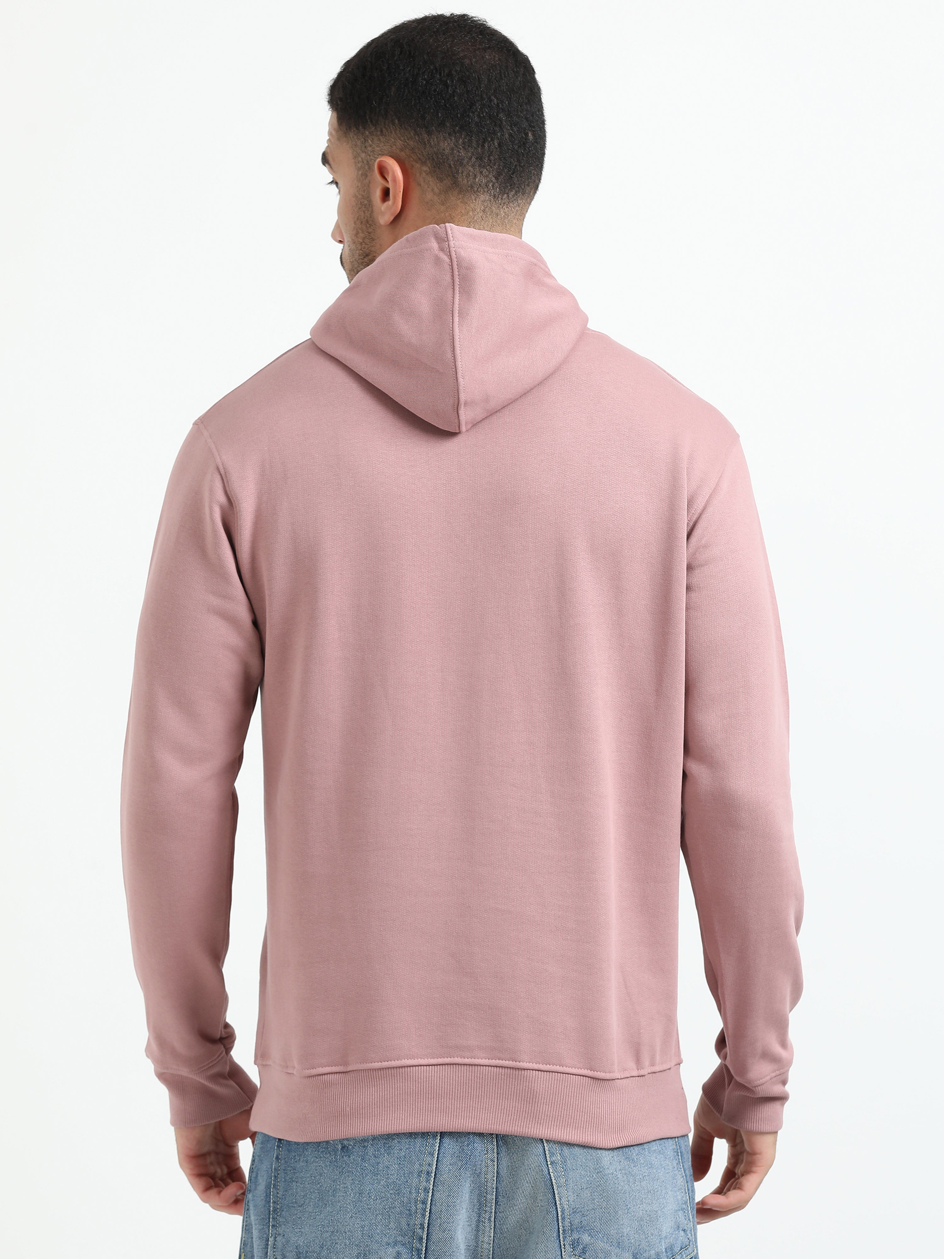 Jilz Men's Cotton Hooded Sweatshirt - Pink