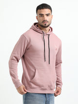 Jilz Men's Cotton Hooded Sweatshirt - Pink