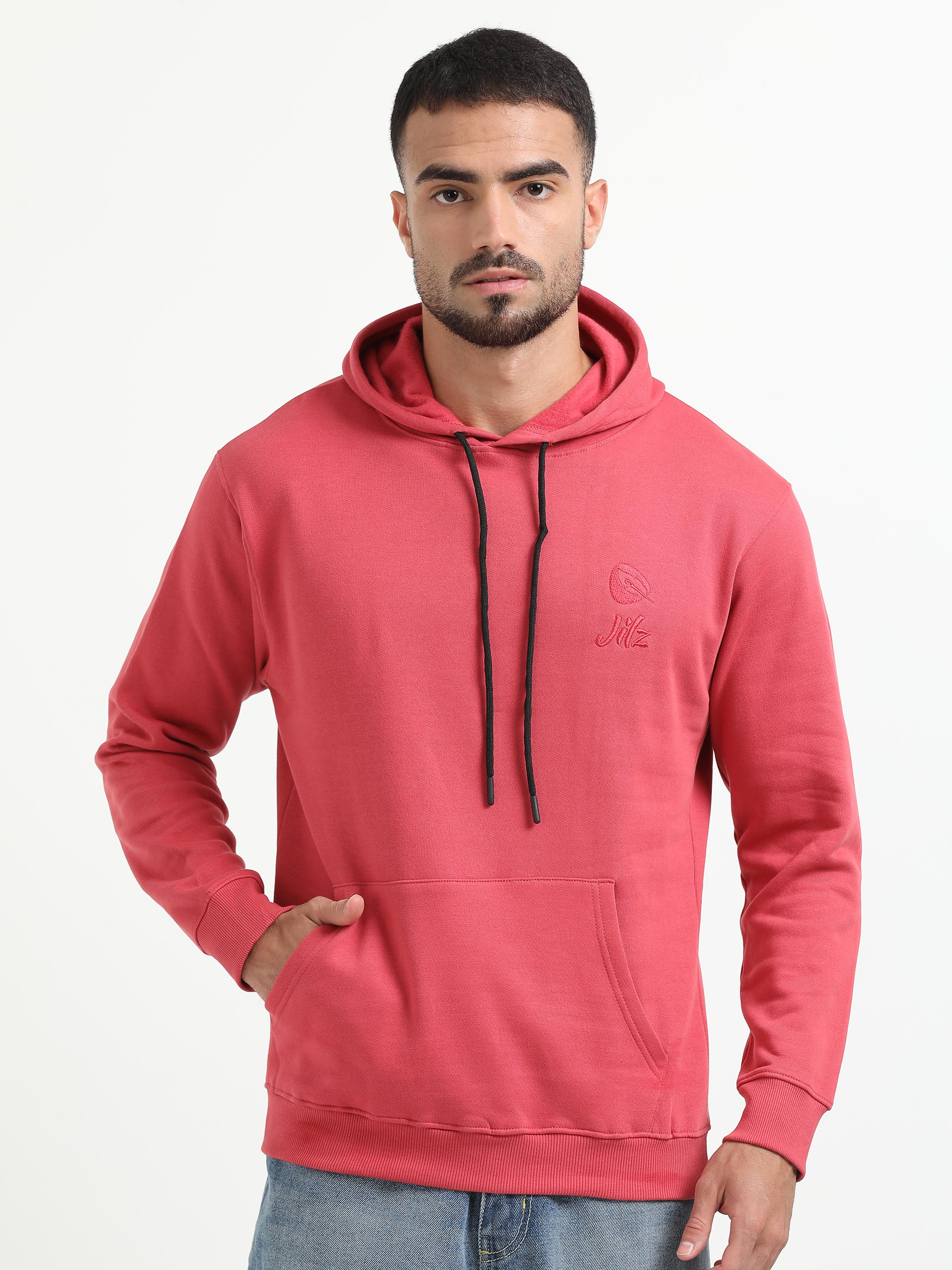 Jilz Men's Cotton Hooded Sweatshirt - Tea Rose