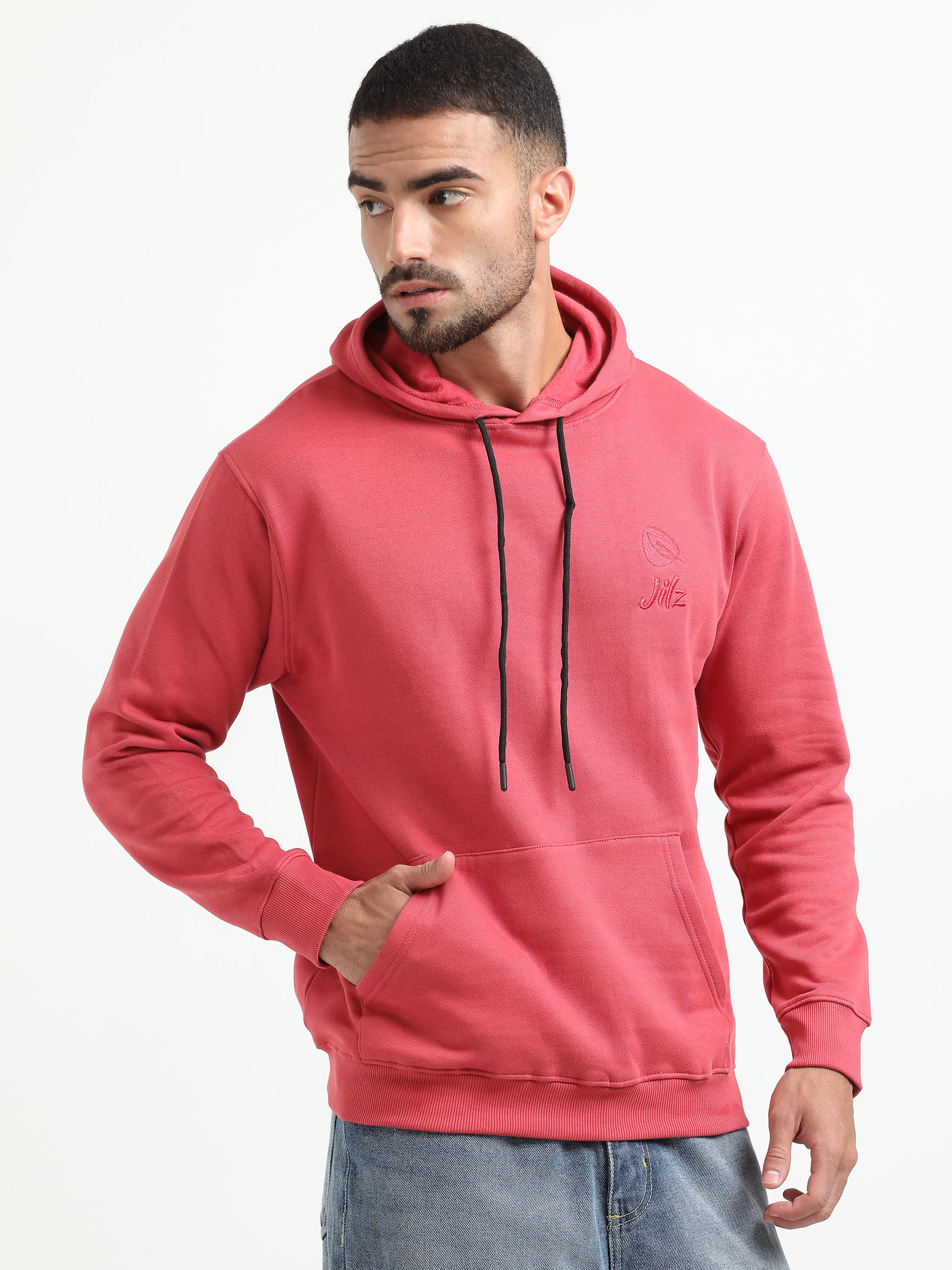 Jilz Men's Cotton Hooded Sweatshirt - Tea Rose