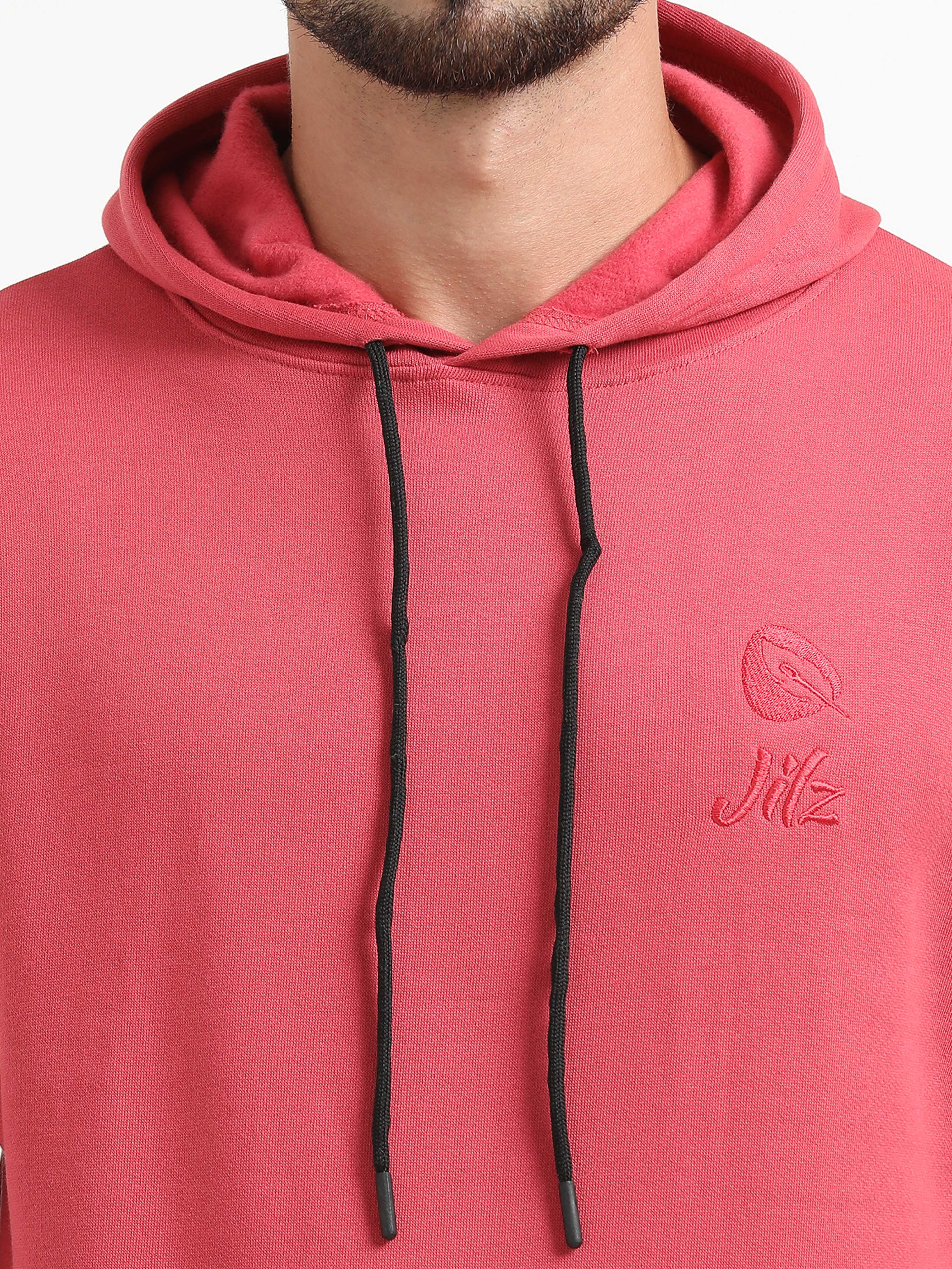 Jilz Men's Cotton Hooded Sweatshirt - Tea Rose