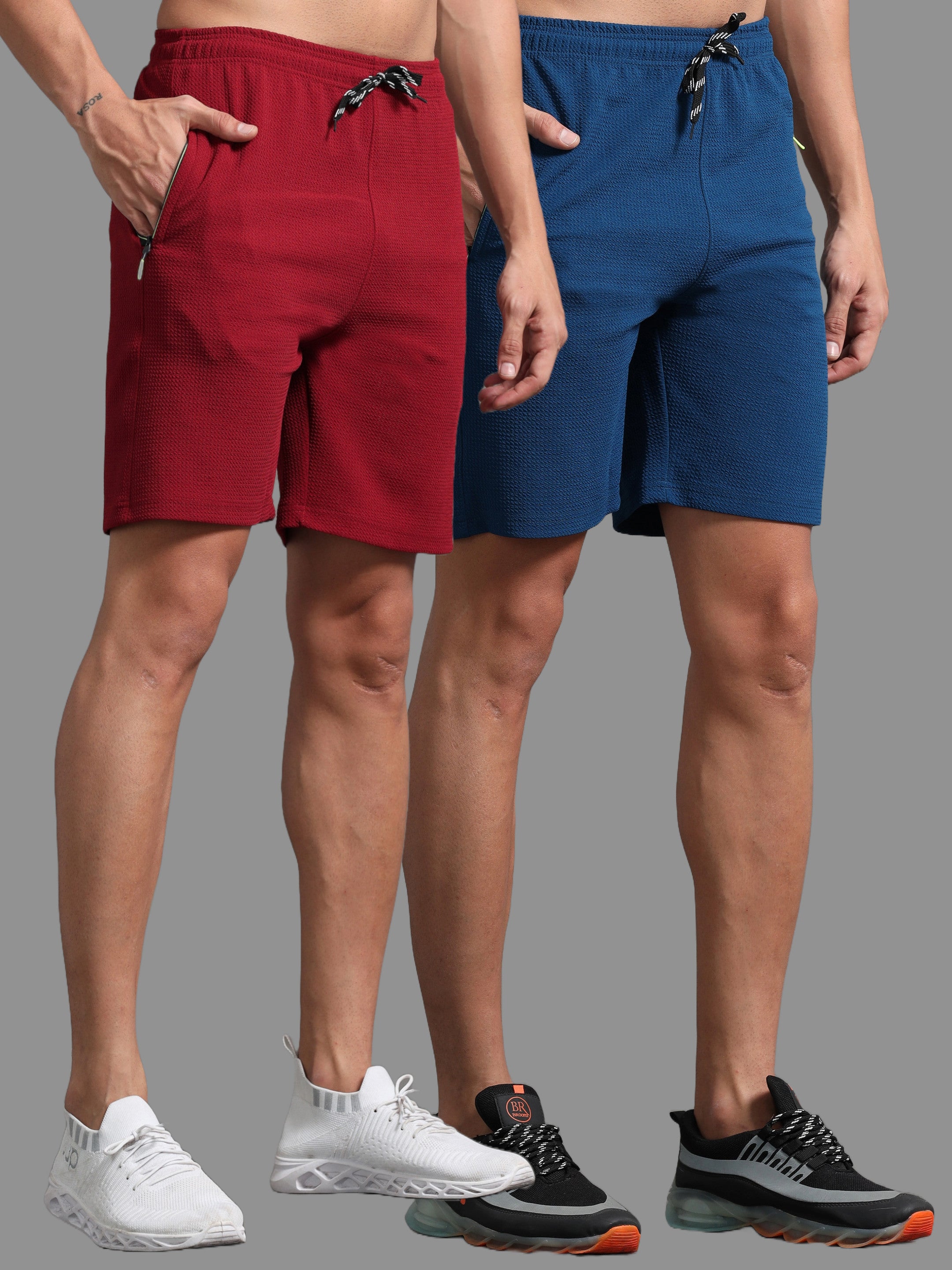 Jilz Men's  Shorts - Airforce & Maroon