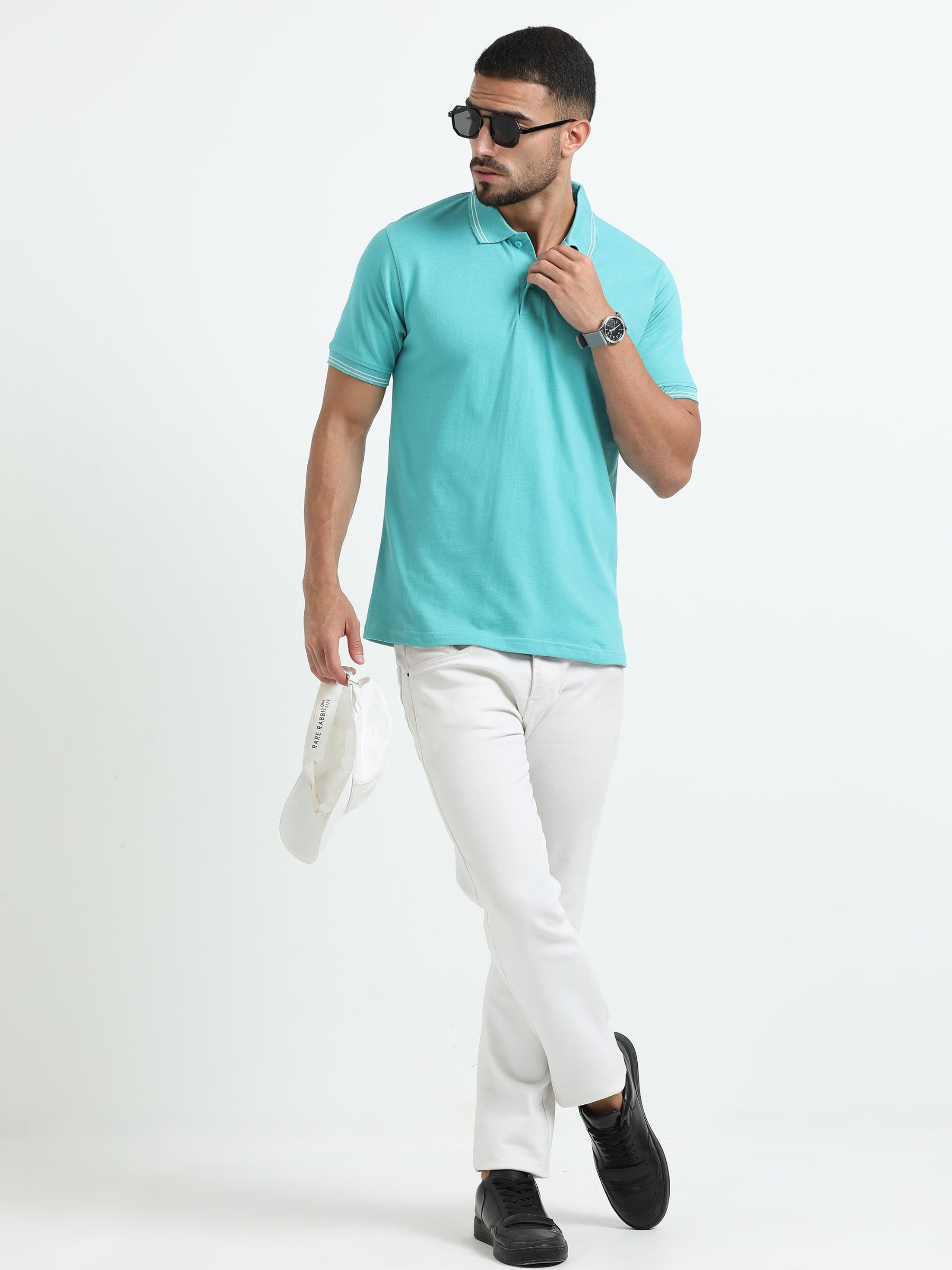 Jilz Men's Cotton Polo T-Shirt - Light Green