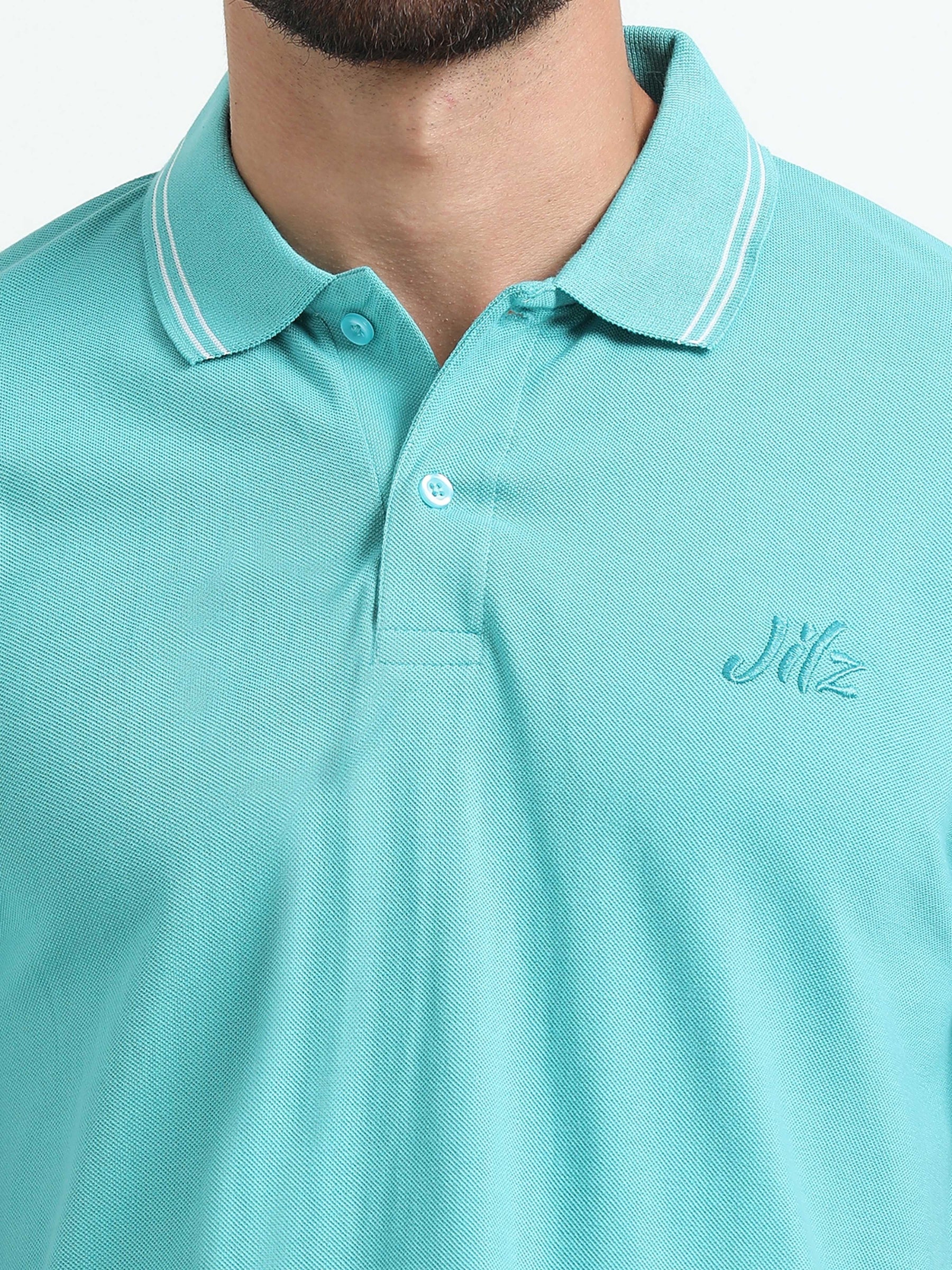 Jilz Men's Cotton Polo T-Shirt - Light Green