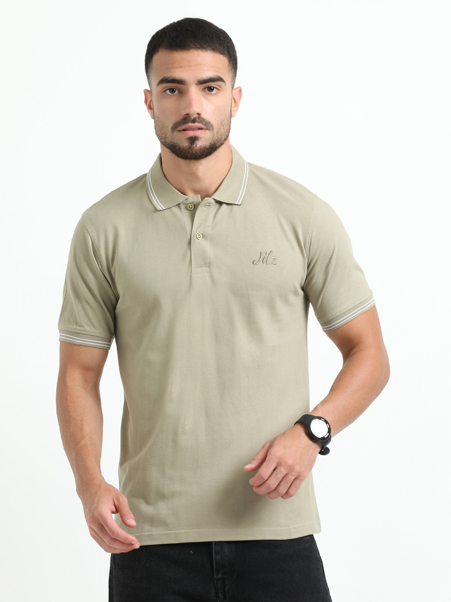 Jilz Men's Cotton Polo T-Shirt - Olive