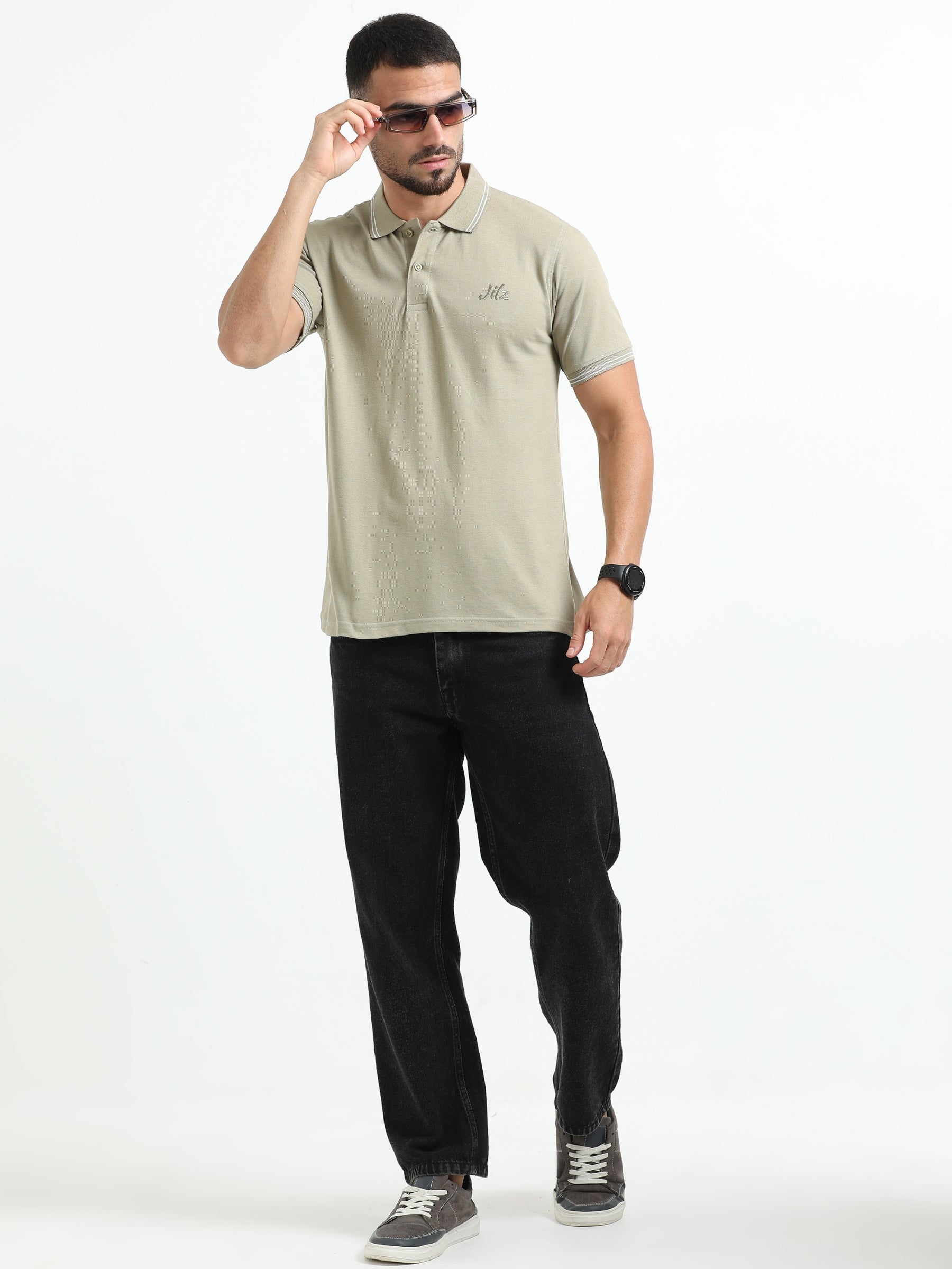 Jilz Men's Cotton Polo T-Shirt - Olive