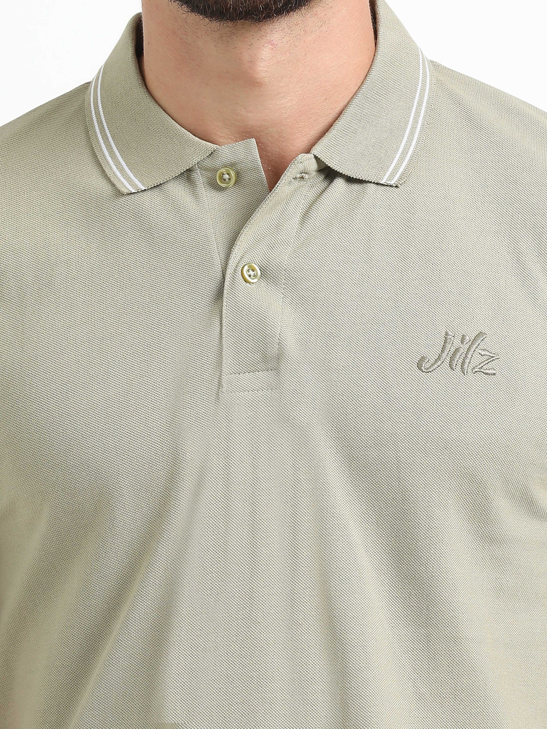 Jilz Men's Cotton Polo T-Shirt - Olive