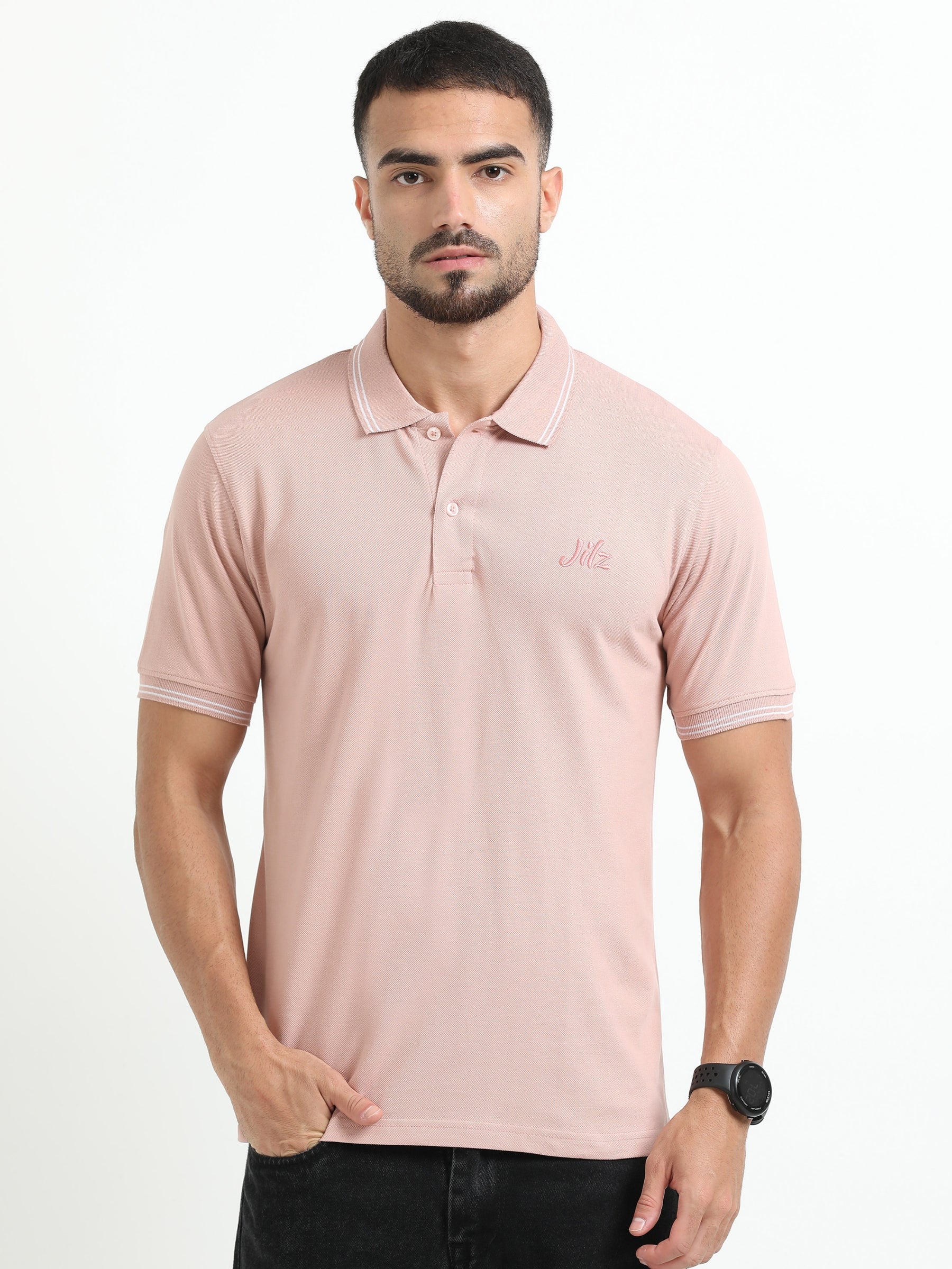 Jilz Men's Cotton Polo T-Shirt - Pink