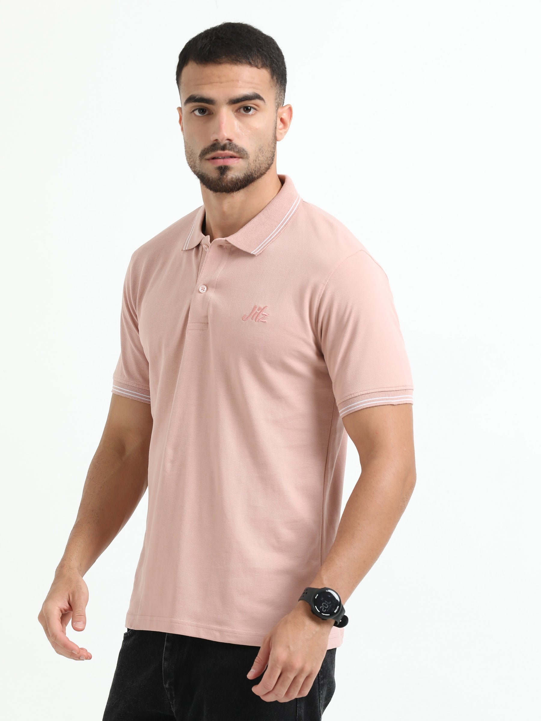 Jilz Men's Cotton Polo T-Shirt - Pink