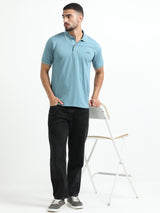 Jilz Men's Cotton Polo T-Shirt - Steel Blue