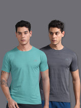 Jilz Men's Dry Fit T-Shirt (Pack of 2) - Grey, Light Blue