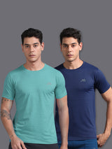 Jilz Men's Dry Fit T-Shirt (Pack of 2) - Navy, Light Blue