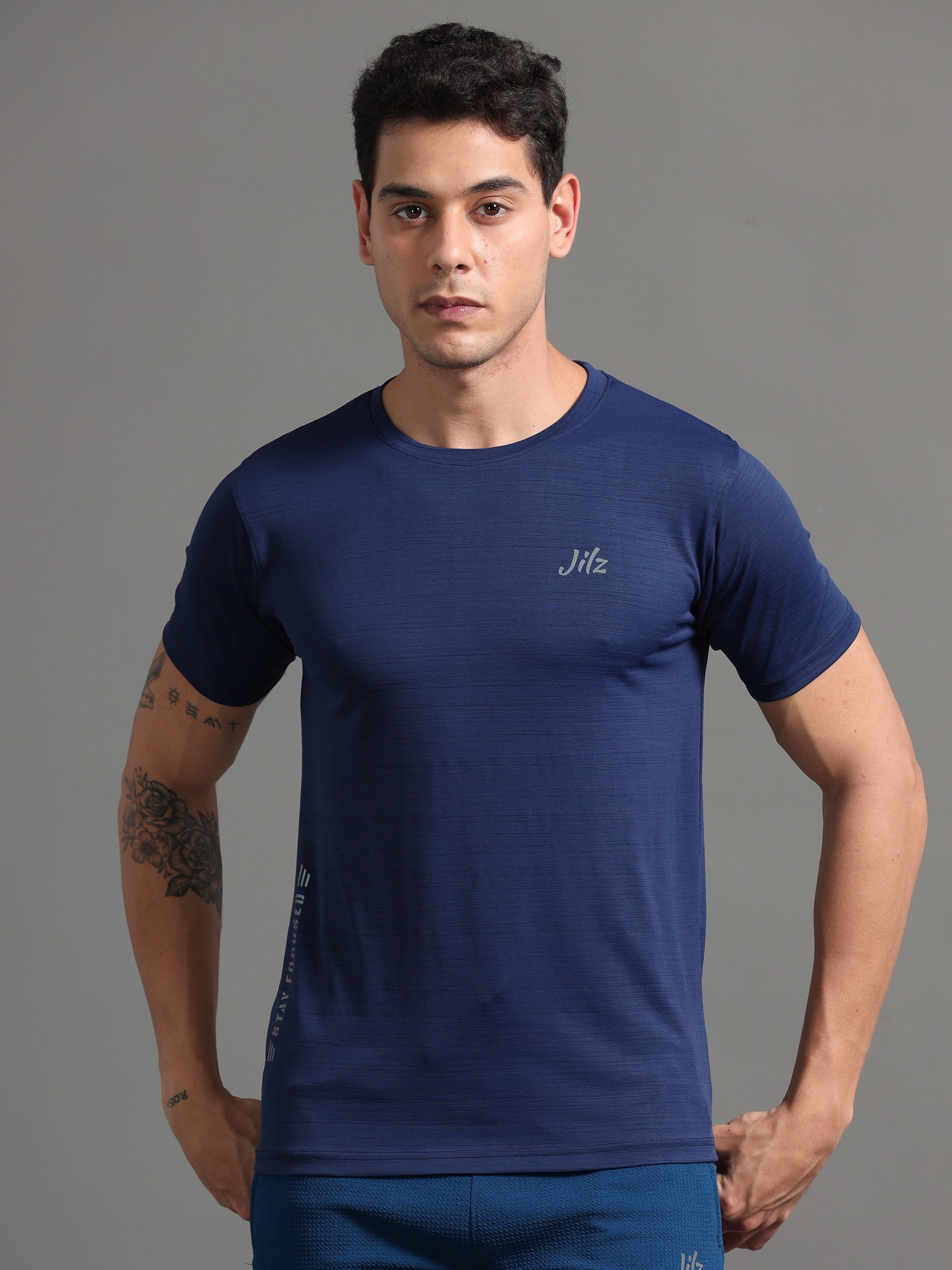 Jilz Men's Dry Fit T-Shirt (Pack of 2) - Navy, Light Blue