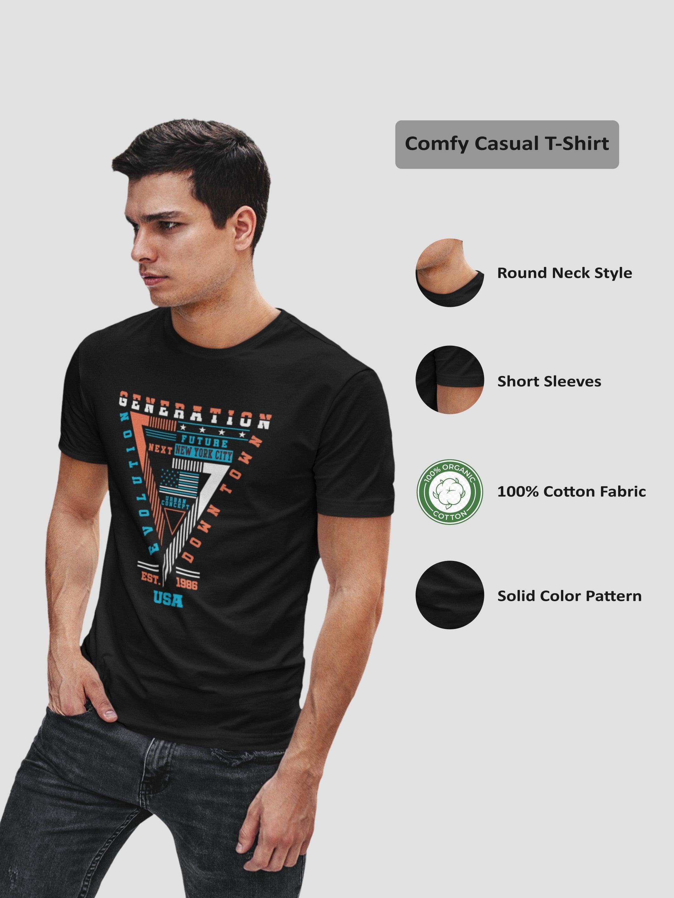 Jilz Mens Half Sleeve T-Shirt  (Black, Maroon)