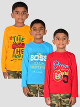 Jilz Boys Full Sleeve Cotton T-Shirt (Pack of 3)