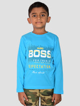 Jilz Boys Full Sleeve Cotton T-Shirt - Aqua