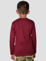 Jilz Boys Full Sleeve Cotton T-Shirt - Maroon