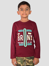 Jilz Boys Full Sleeve Cotton T-Shirt - Maroon