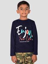 Jilz Boys Full Sleeve Cotton T-Shirt - Navy