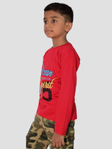 Jilz Boys Full Sleeve Cotton T-Shirt - Red