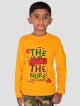 Jilz Boys Full Sleeve Cotton T-Shirt - Yellow