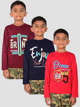 Jilz Boys Full Sleeve Cotton T-Shirt (Pack of 3)