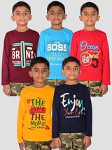 Jilz Boys Full Sleeve Cotton T-Shirt (Pack of 5)