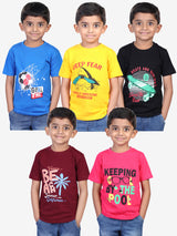 Boys Half Sleeve Cotton T-Shirt (Pack of 5)