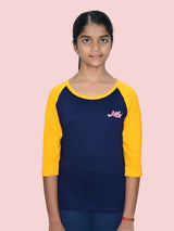 Jilz Girls Cotton Raglan Sleeve T-Shirt (Pack of 3)