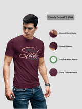 Jilz Mens Half Sleeve T-Shirt  (Maroon)