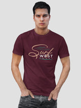 Jilz Mens Half Sleeve T-Shirt  (Black, Maroon)