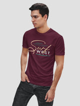 Jilz Mens Half Sleeve T-Shirt  (Black, Maroon)