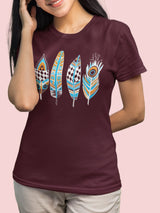 Jilz Womens Half Sleeve T-Shirt  (Maroon)